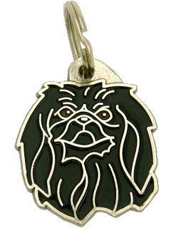 Pequinês preto <br> (placa de identificação para cães, Gravado incluído)